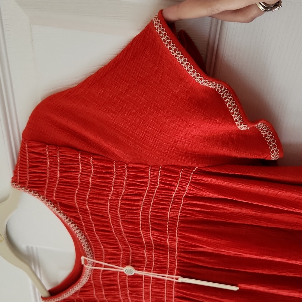NWT Max Studio Red Flounce Flutter Sleeve Dress - Picture 4 of 8